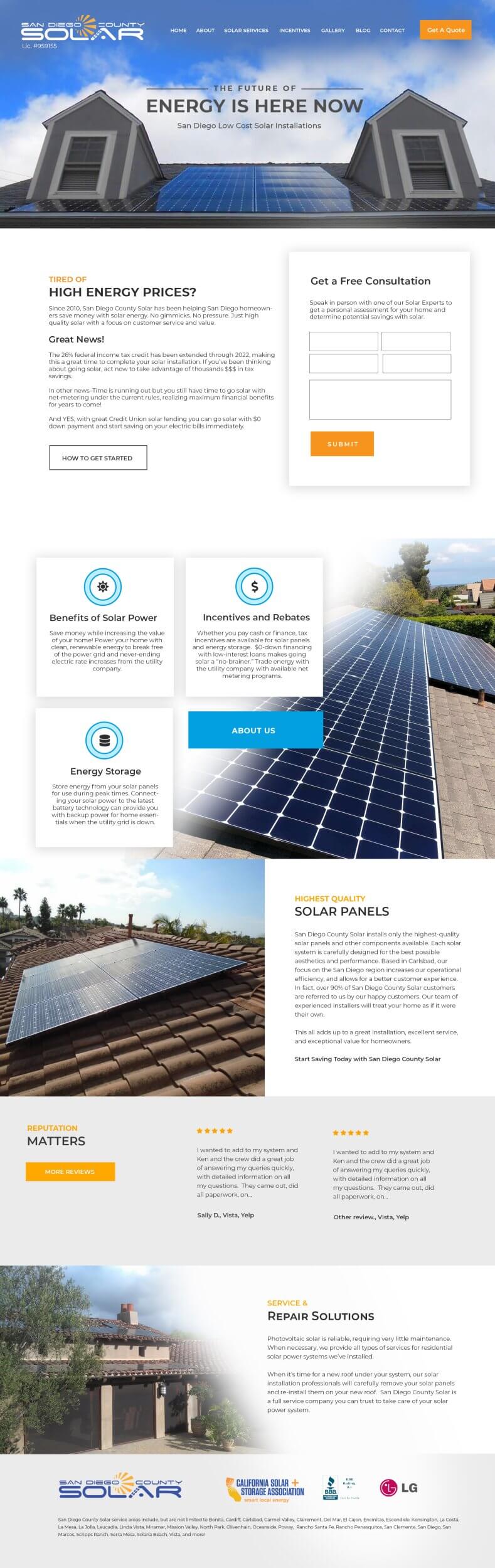 Solar Website Design, Encinitas CA