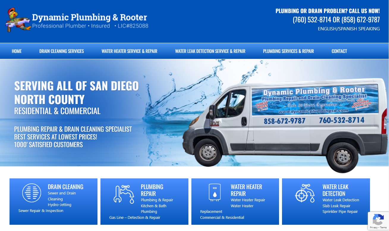 Plumbing Website Design, Escondido CA