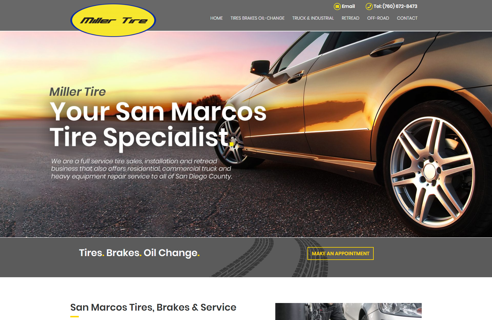 Tire Company Website, San Marcos CA