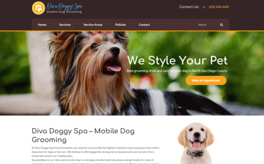 Dog Grooming Website, Escondido CA
