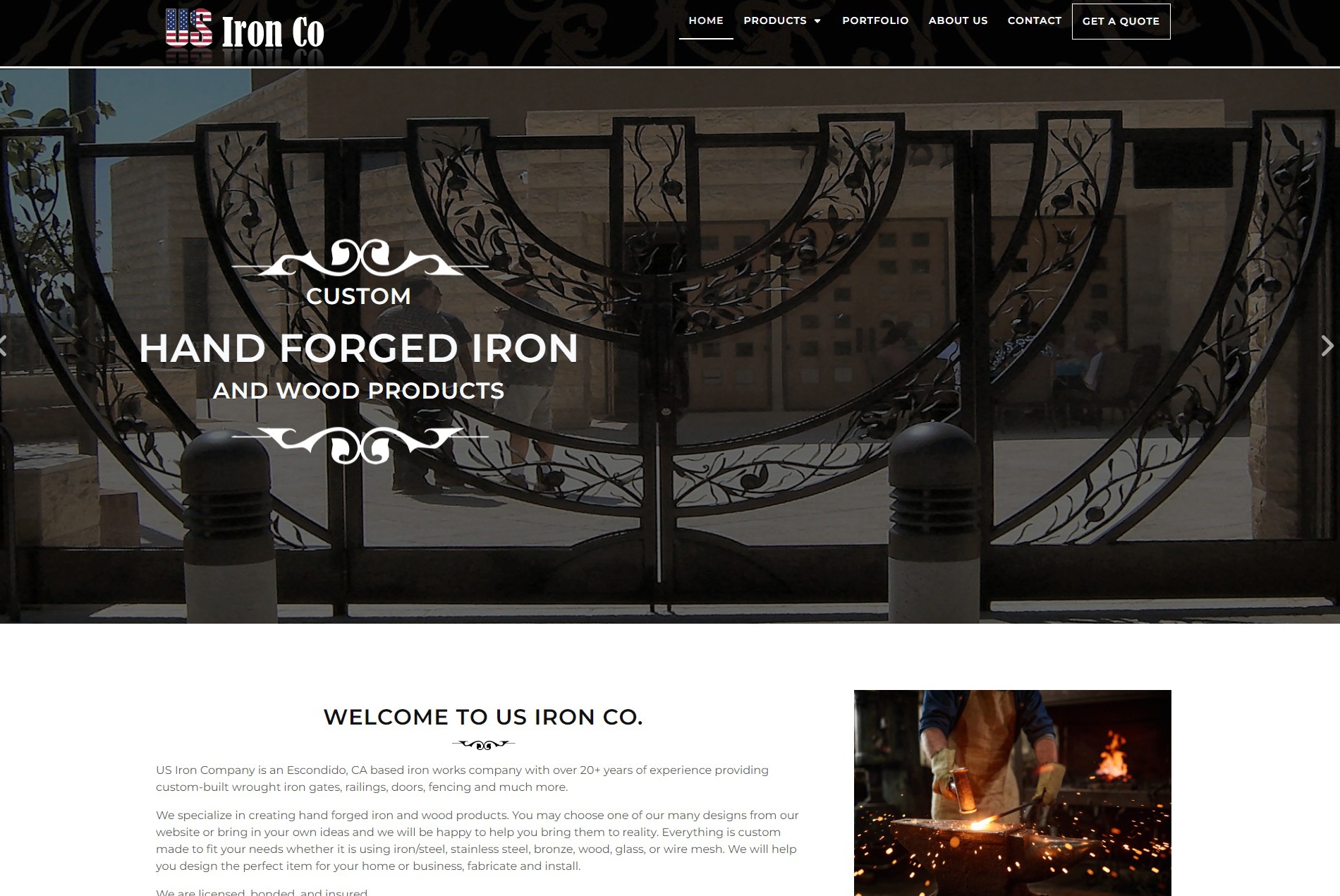 Wrought Iron Company Website, Escondido, CA