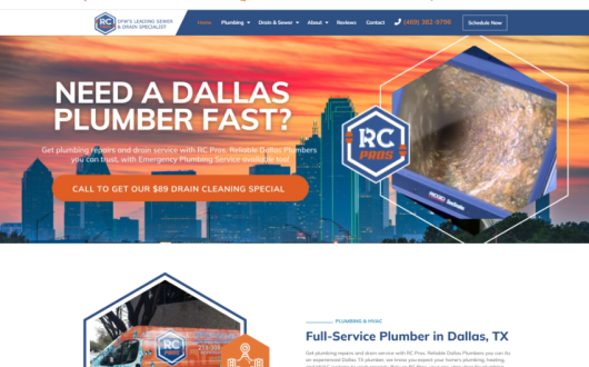 Drain Cleaning and Plumbing Website, Dallas Tx